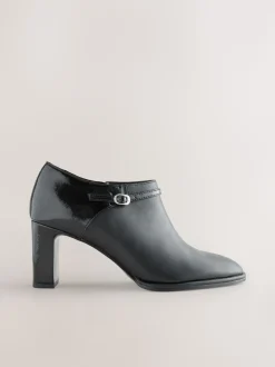 Black Forever Comfort® Round Toe Block Heel Buckle Detail Shoe Boots