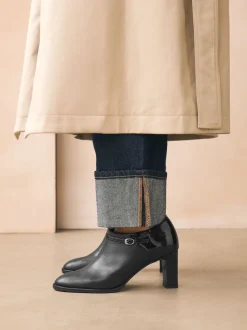 Black Forever Comfort® Round Toe Block Heel Buckle Detail Shoe Boots