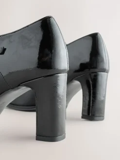Black Forever Comfort® Round Toe Block Heel Buckle Detail Shoe Boots