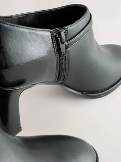 Black Forever Comfort® Round Toe Block Heel Buckle Detail Shoe Boots