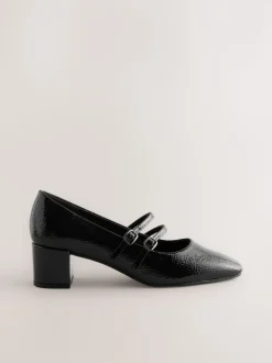 Black Forever Comfort® Round Toe Mary Jane Block Heels