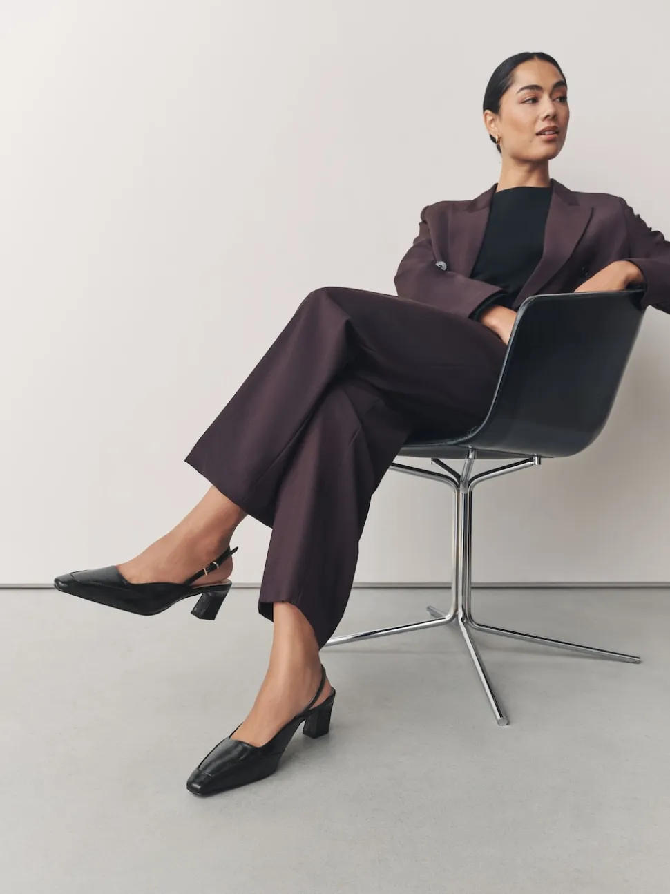 Black Forever Comfort® Square Toe Slingback Heels
