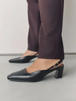Black Forever Comfort® Square Toe Slingback Heels