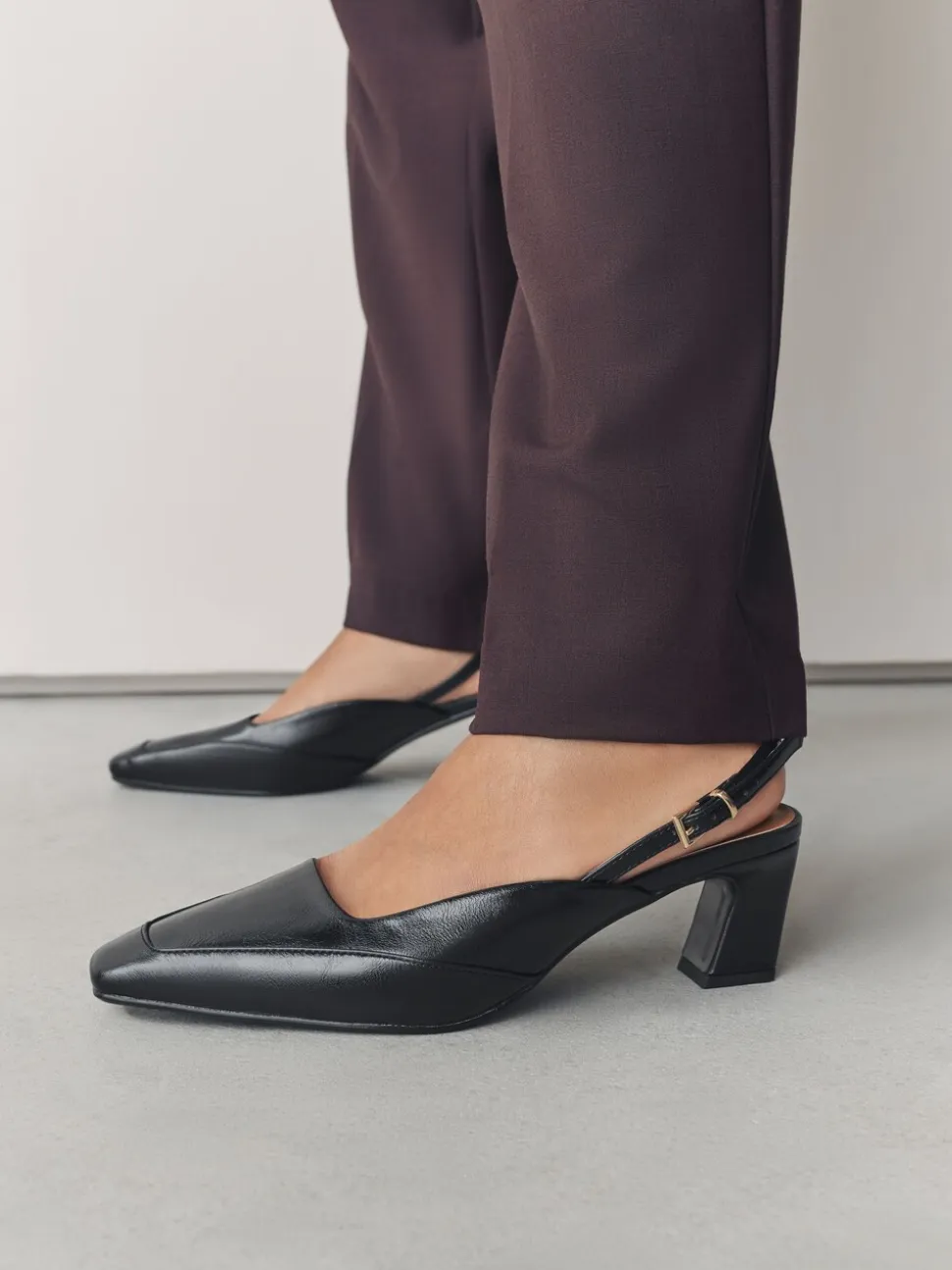 Black Forever Comfort® Square Toe Slingback Heels