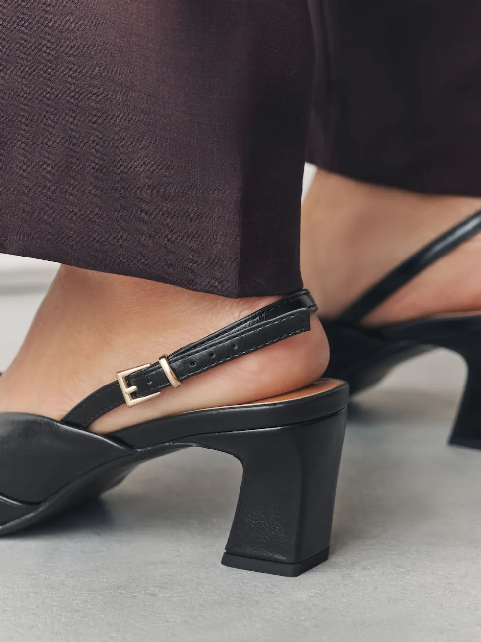 Black Forever Comfort® Square Toe Slingback Heels