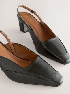 Black Forever Comfort® Square Toe Slingback Heels