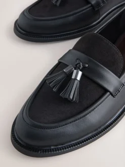 Black Forever Comfort Tassel Round Toe Loafers