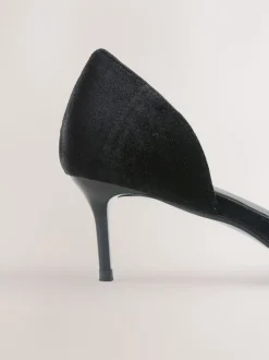 Black Forever Comfort® Velvet Bow Pointed Toe Two Part Heels