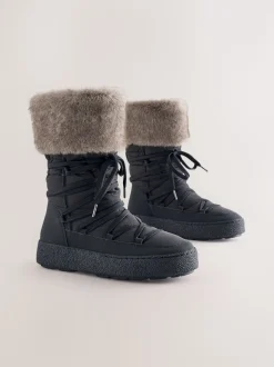 Black Forever Comfort® Water Repellent Finish Faux Fur Lined Boots