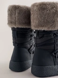 Black Forever Comfort® Water Repellent Finish Faux Fur Lined Boots