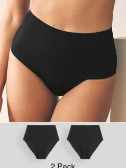 Black Full Brief Anti Leak Knickers 2 Pack