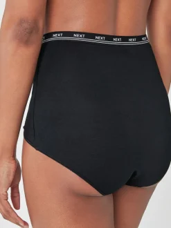 Black Full Brief Cotton Logo Knickers 4 Pack