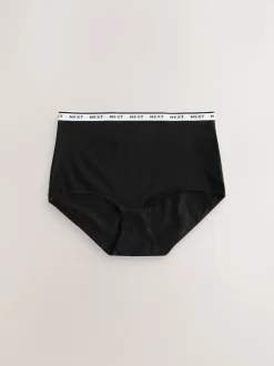 Black Full Brief Cotton Logo Knickers 7 Pack