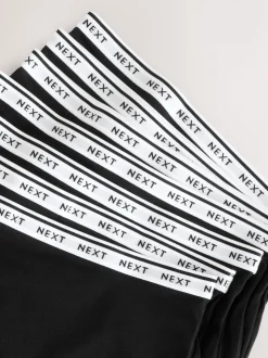 Black Full Brief Cotton Logo Knickers 7 Pack