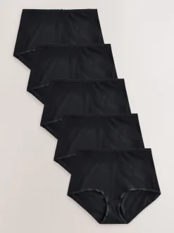 Black Full Brief Cotton Rich Knickers 5 Pack
