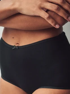 Black Full Brief Cotton Rich Knickers 5 Pack