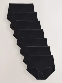 Black Full Brief Cotton Rich Knickers 7 Pack