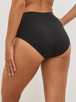 Black Full Brief Medium Flow Cotton Period Knickers