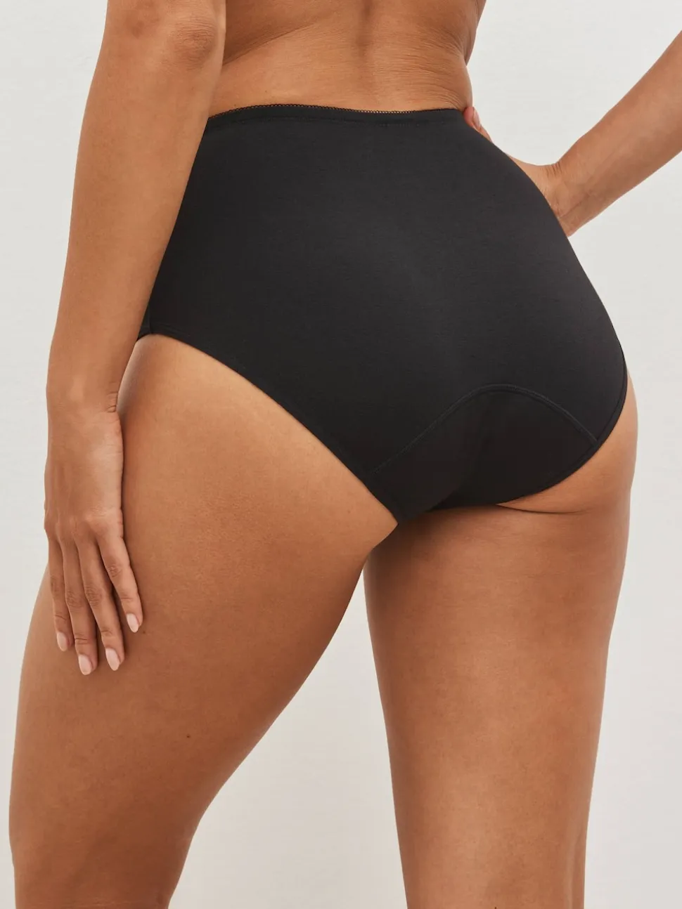 Black Full Brief Medium Flow Cotton Period Knickers