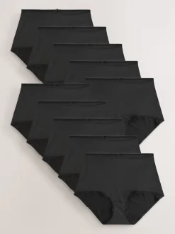 Black Full Brief Microfibre Knickers 10 Pack