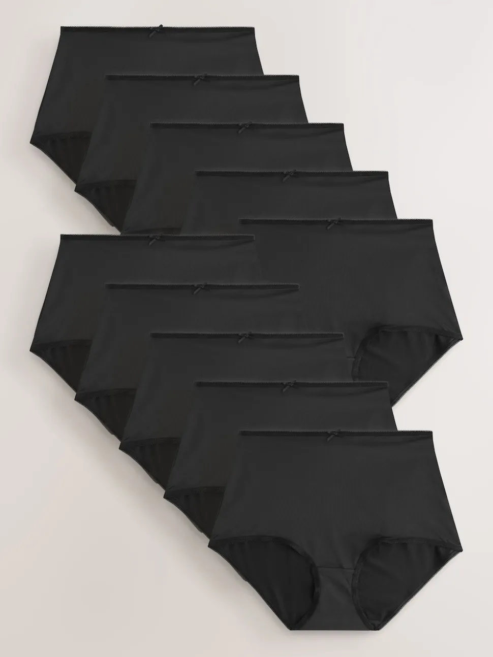 Black Full Brief Microfibre Knickers 10 Pack