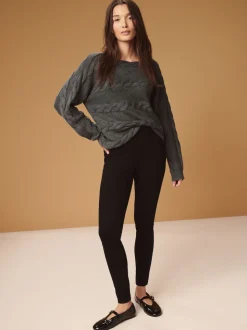 Black Full Length Jersey Denim Leggings