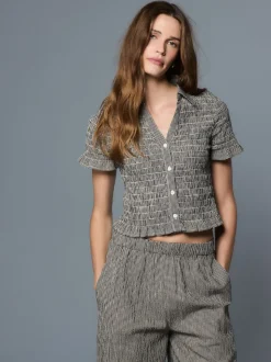 Black Gingham Short Sleeved Shirt