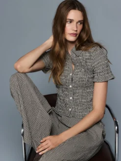 Black Gingham Short Sleeved Shirt