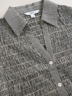 Black Gingham Short Sleeved Shirt