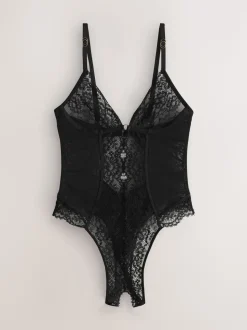 Black Glamour Crotchless Bodysuit
