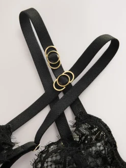 Black Glamour Crotchless Bodysuit