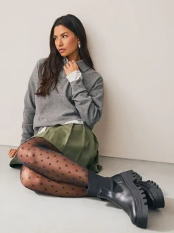 Black Heart Argyle Pattern Tights 1 Pack