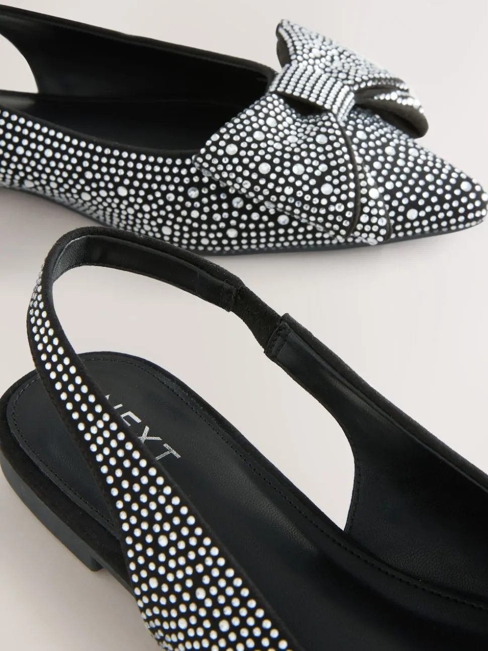 Black Heatseal Forever Comfort® Point Toe Bow Slingback Flat Shoes