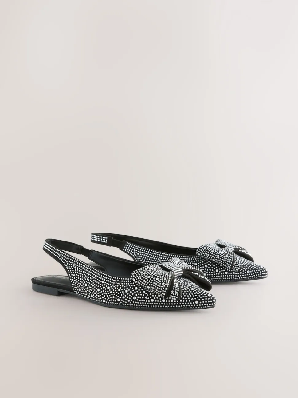 Black Heatseal Forever Comfort® Point Toe Bow Slingback Flat Shoes