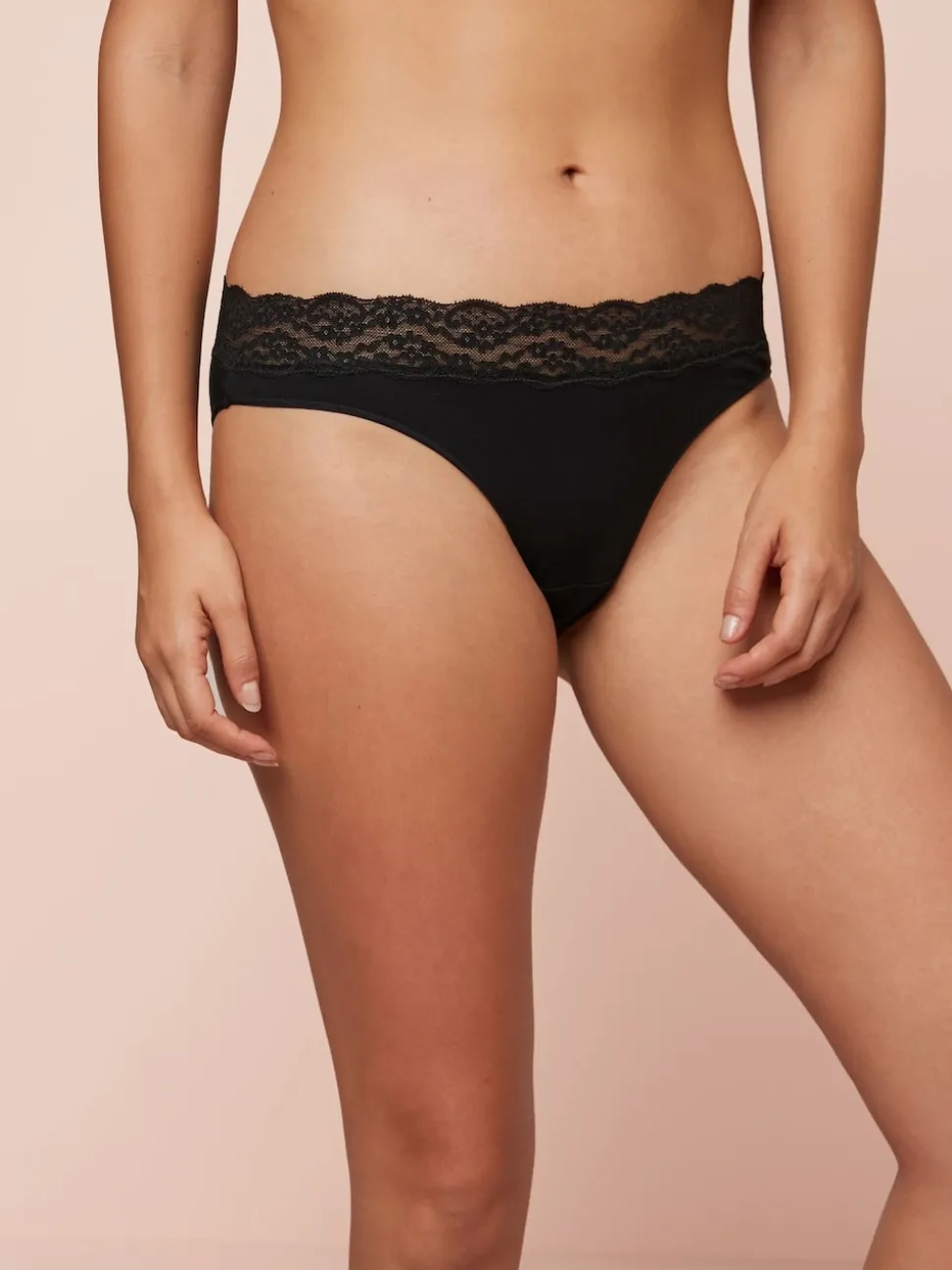 Black High Leg Cotton Lace Knickers 4 Pack