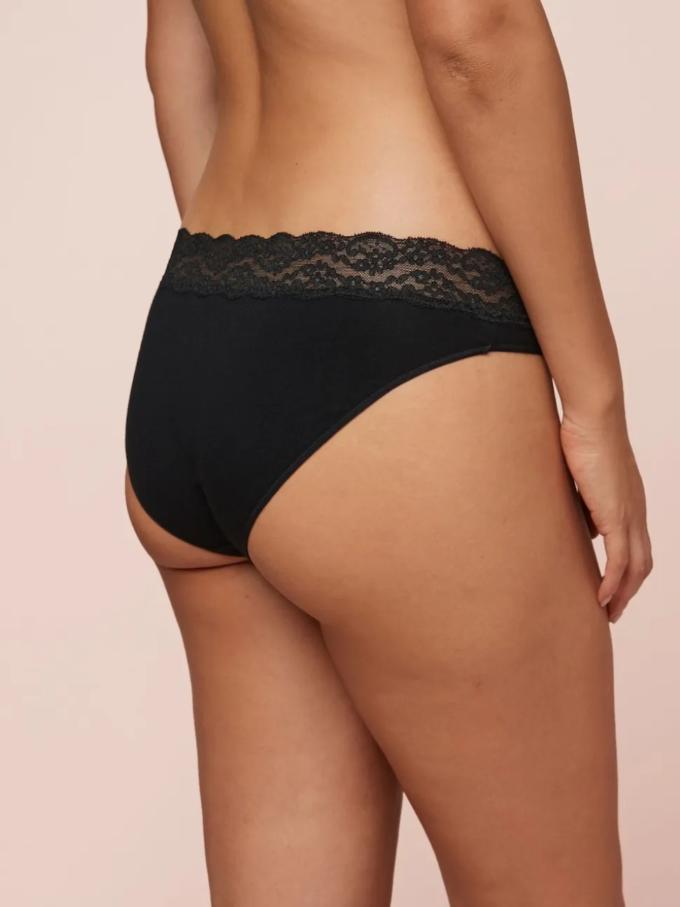 Black High Leg Cotton Lace Knickers 4 Pack