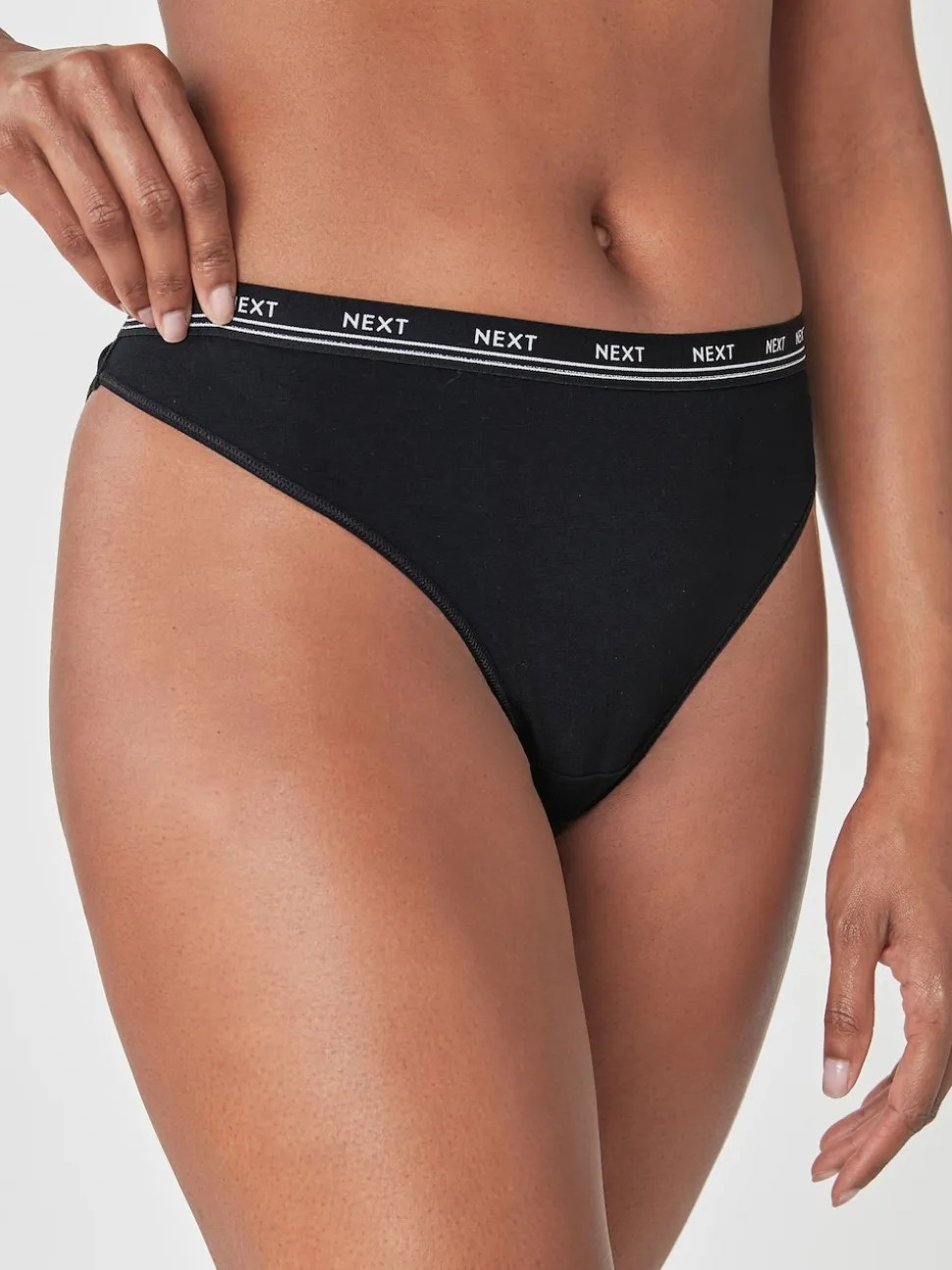 Black High Leg Cotton Logo Knickers 4 Pack