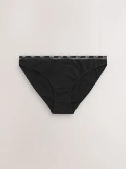 Black High Leg Cotton Logo Knickers 7 Pack