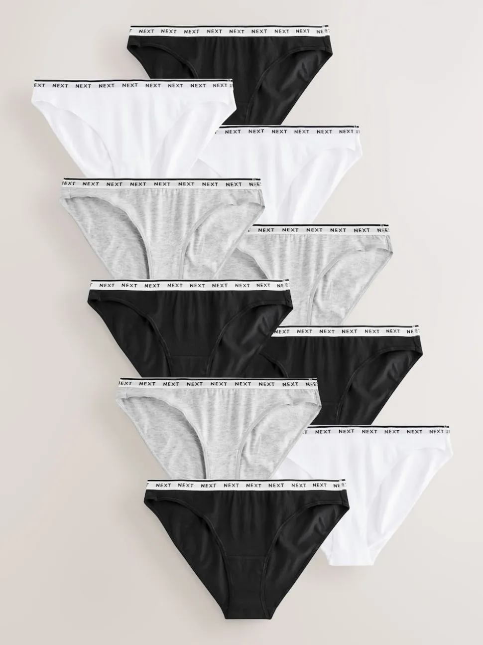 Black High Leg Cotton Logo Knickers 10 Pack