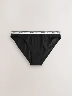 Black High Leg Cotton Logo Knickers 10 Pack