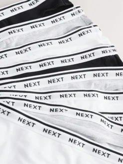 Black High Leg Cotton Logo Knickers 10 Pack