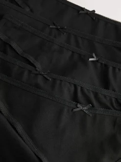 Black High Leg Cotton Rich Knickers 5 Pack
