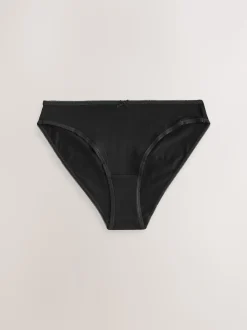 Black High Leg Full Briefs Cotton Knickers 10 Pack