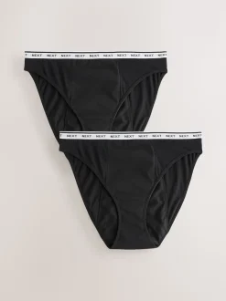 Black High Leg Heavy Flow Period Knickers 2 Pack