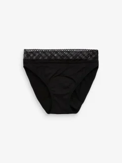 Black High Leg Medium Flow Period Knickers 2 Pack