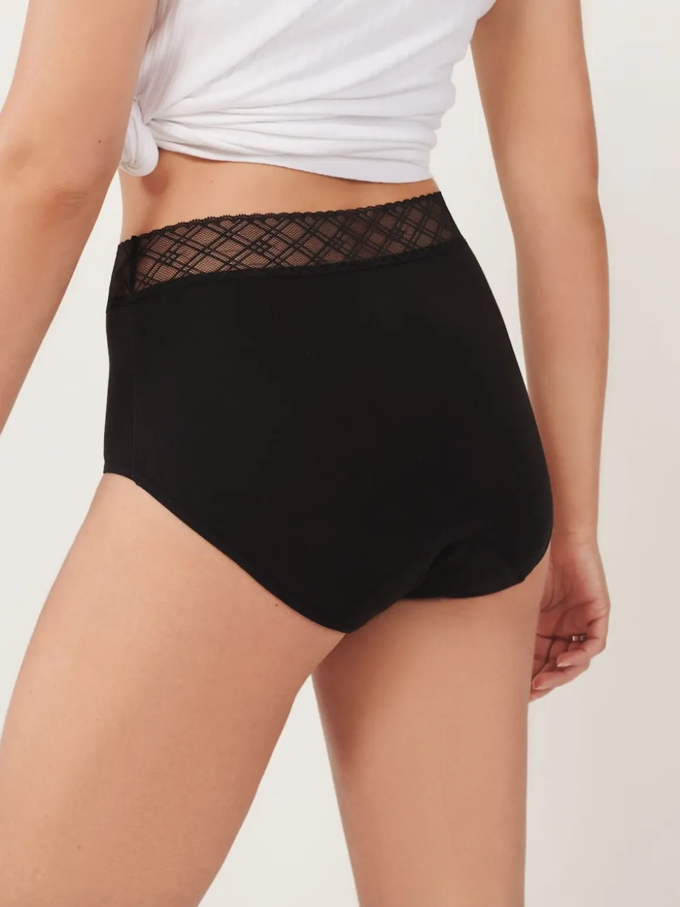Black High Leg Medium Flow Period Knickers 2 Pack