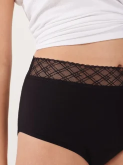Black High Leg Medium Flow Period Knickers 2 Pack