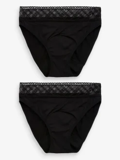 Black High Leg Medium Flow Period Knickers 2 Pack