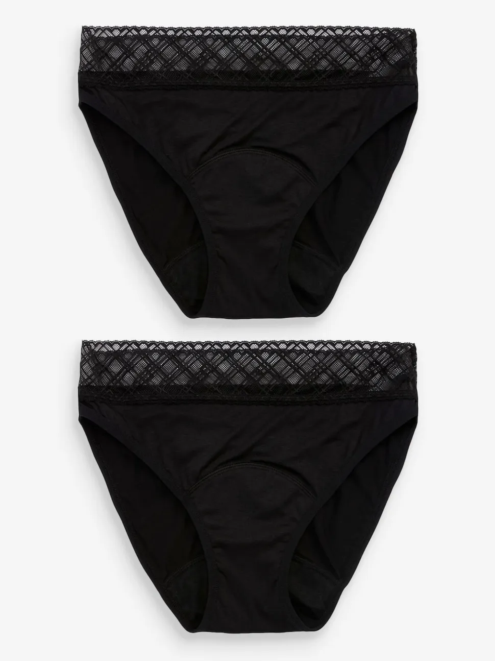 Black High Leg Medium Flow Period Knickers 2 Pack