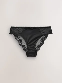Black High Leg Mesh & Lace Knickers